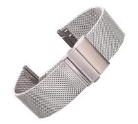 XTVKFWJAB Pulsera milanesa de acero inoxidable, plateada y negra, for mujer hombre, 16 mm a 24, con cierre desplegable(Silver,20mm)