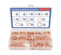 XTVTX 300 PCS Juego de surtido de arandelas de cobre Tamaños Kit de arandelas de sellado métricas de cobre Sujetador de hardware Adecuado para accesorios de combustible（M5-M20）