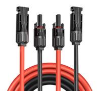 XTVTX Cable de extensión del Panel Solar,AWG12/4 mm² 15m,con Enchufe Macho/Hembra para Fotovoltaica,Cable fotovoltaico (Negro + Cable Rojo) para Paneles Solares, Sistemas Fotovoltaicos
