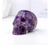 XTVVTODJXT 1PC Amethyst Crystal Skull Statue Ghost Head Figurine Collectible DIY Carved Gemstone Decor