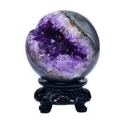 XTVVTODJXT Amethyst Druzy Geode Crystal Ball Stone Sphere Ball Amethyst Cluster with Stand for Witchcraft Divination Home Office Decor,100~150g