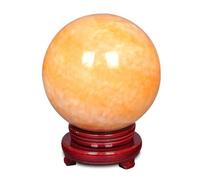 XTVVTODJXT Beige Jade Crystal Ball Gemstone Ball Large Sculpture Figurine with Wooden Stand for Home Decor Divination Feng Shui,12cm