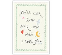 XTVVTODJXT Boho Nursery Wall-Art, You'll Never Know Dear How Much I Love You Quote, Colorful Retro Print for Girl Boy Shower, Classroom Poster(Framed,08x12inch(20x30cm))