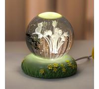 XTVVTODJXT Crystal Ball Engraved with 3D Cat and Lily of The Valley Figurine with LED Colorful Base, Glass Cat Sphere Collectible Ornament,B-80mm