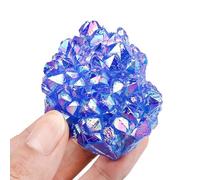 XTVVTODJXT Crystal Raw Stone Blue Plated Color Crystal Cluster Electroplated Color Crystal Cluster Home Decoration Craft Ornaments,5~6cm,100~130g