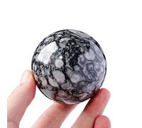 XTVVTODJXT Crystal Shell Stone Sphere Quartz Crystal Ball Ornament Gemstone Ball Sculpture Figurine with Wooden Stand for Divination Fengshui Home Desk Deco,5.5~6cm