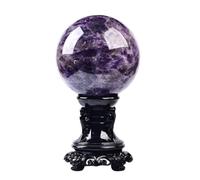 XTVVTODJXT Decorative Dream Amethyst Crystal Ball Figurines Amethyst Crystal Sphere with Wood Stand Crystals Sphere Sculpture Home Office Decoration Fengshui,10cm/3.9in