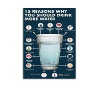 XTVVTODJXT Drinking Water Health Benefits Guide Wellness Tips Canvas Wall-Art for Clinic Waiting Room Decor (Framed,12x18inch(30x45cm))