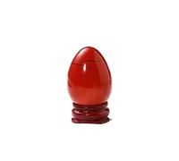 XTVVTODJXT Egg Shape Ornament Quartz Oval Gem with Wood Base Health Decoration (Color : Red Jasper)