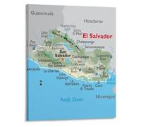 XTVVTODJXT El Salvador Map Wall-Art Poster Home Decor Travel Geography Central America(Framed,08x12inch(20x30cm))