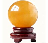 XTVVTODJXT Feng Shui Citrine Crystal Sphere Ball, Citrine Crystal Sphere Ball Transparent Crystal Ball Citrine Quartz Crystal with Holder for Wealth32-150mm for Divination,130mm