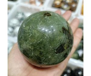 XTVVTODJXT Green Tourmaline Stone Ball Quartz Crystal Degaussing Home Decor Gem Ornaments (Size : 70-80mm)