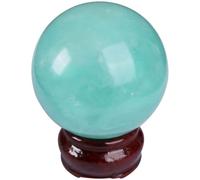 XTVVTODJXT Lake Green Quartz Crystal Sphere Balls with Wood Stand Gemstone Decorative Orbs Crystal Ball for Decoration Fengshui,50mm