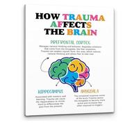 XTVVTODJXT Mental Health Wall-Art How Trauma Affects the Brain Affirmations Print for Social Worker Therapist Office Decor(Unframed,12x18inch(30x45cm))