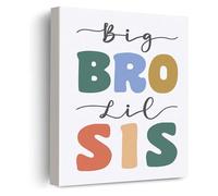 XTVVTODJXT Nursery Big Bro Lil Sis Canvas Print Room Wall-Art Siblings Love Framed Ready to Hang Playroom Decor(Unframed,12x18inch(30x45cm))