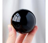 XTVVTODJXT Obsidian Sphere Black Crystal Ball Crystal Divnation Sphere with Wooden Stand for, Home Décor, Fortune Teller Ball, Feng Shui,12cm