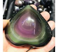 XTVVTODJXT Rainbow Obsidian Cat'S Eye Quartz Crystal Heart Stone Crystal and Specimens Decorative Gift Home Decor(165g)