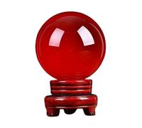 XTVVTODJXT Red Crystal Ball Photography Props FengShui Divination Spheres Decorative Glass Ball Home Decorations Paperweight Ornaments Feng Shui Decorations with Wooden Stand,12cm