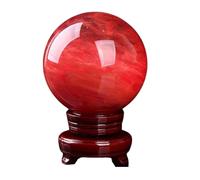 XTVVTODJXT Red Crystal Ball with Wooden Stand Smelting Quartz Crystal Gemstone Ball Sphere for Feng Shui Divination Sphere Home Decoration,10cm