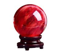 XTVVTODJXT Red Crystal Ball with Wooden Stand Smelting Quartz RedCrystal Gemstone Ball Sphere for Feng Shui Divination Sphere Home Decoration Gift,15cm