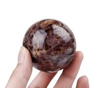 XTVVTODJXT Red Sunstone Sphere Crystal Ball Crystals Gemstone Ball Sphere Sculpture Figurine with Wooden Stand for Home Decor Divination Feng Shui,60~70mm