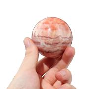 XTVVTODJXT Rhodonite Pork Stone Ball Quartz Crystal Ball Sphere Gemstones Sphere with Wooden Stand Hand Carved Crystal Home Feng Shui Ornaments,80~90mm