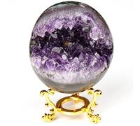 XTVVTODJXT Rock Crystal Ball with Stand, Divination Sphere Sculpture Scrying Feng Shui Crystal Stone Sphere Sculpture Home Office Decor Home Desktop Photography,65mm