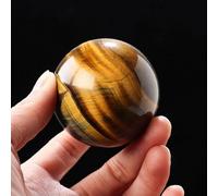 XTVVTODJXT Tiger Eye Crystal Ball Gemstone Sphere with Wood Stand Feng Shui Crystal Sphere Ornaments Sculpture Figurine for Divination Home Office Desk Decor,9cm/3.5in