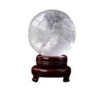 XTVVTODJXT White Crystal Ball Quartz Crystal White Gemstone Ball Sculpture Figurine with Wooden Stand for Meditation/Divination/Yoga/Home/Office Decoration,8cm/3.1in