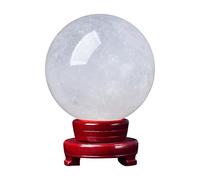 XTVVTODJXT White Crystal Ball Quartz Sphere Crystal Ball with Wooden Base Feng Shui Crystal Ball for Divination Photography Decoration,8cm