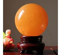 XTVVTODJXT Yellow Calcite Quartz Crystal Sphere Gemstone Ball Feng Shui Crystal Ball Sculpture Figurine for Wealth Luck Success Home Office Decoration,16cm/6.3in