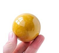 XTVVTODJXT Yellow Crystal Ball Stone Sphere with Wooden Stand for Feng Shui, Crystal, Divination, Home Decoration,40~50mm