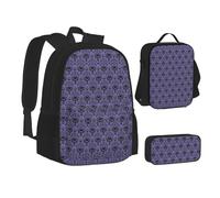 XTWPTOO Haunted Mansion - Juego de mochila escolar 3 en 1 de lona con mochila, bolsas de almuerzo, estuche para estudiantes, adultos, Black, Talla única