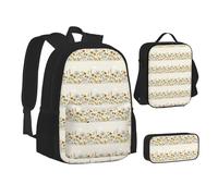 XTWPTOO Hen Flying Butterflies Among Flowers - Juego de mochila escolar 3 en 1 de lona con mochila, bolsas de almuerzo, estuche para estudiantes, adultos, Black, Talla única