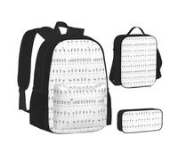 XTWPTOO Juego de mochila escolar 3 en 1 de lona con estampado de alfabeto y lenguaje de señas, con mochila, bolsa de almuerzo, estuche para estudiantes, adultos, Black, Talla única
