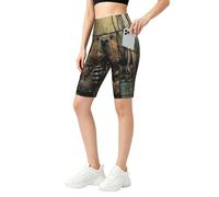 XTYGETY Beaver Print - Pantalones cortos de ciclista para mujer con bolsillos, cintura alta, pantalones cortos de yoga para mujer, entrenamiento y correr, Negro, L