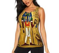XTYGETY Camiseta sin mangas con estampado de la serie Ancient Egypt Tribe para yoga, correr, gimnasio, entrenamiento, para mujer, Negro, XXL