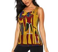 XTYGETY Camiseta sin mangas con estampado de la serie Ancient Egypt Tribe para yoga, correr, gimnasio, entrenamiento, para mujer, Negro, S