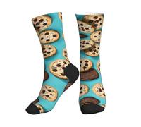 XTYGETY Cookies Food Chocolate Chips Biscuits - Calcetines deportivos transpirables para hombre, calcetines deportivos para correr y mujer, 2 Negro-2, Altoa única