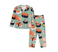 XTYGETY Delicious Sushi 1 - Pijama de manga larga con estampado de pantalones largos para mujer, conjunto de pijama de 2 piezas para mujer