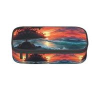 XTYGETY Estuche de tela Oxford con diseño de atardecer tropical, estuche para rotuladores, estuche para lápices, oficina, universidad, almacenamiento de bolígrafos