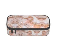 XTYGETY Estuche de tela Oxford con diseño de mármol de oro rosa, estuche para lápices, estuche para rotuladores, oficina, universidad, almacenamiento de bolígrafos