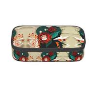 XTYGETY Estuche de tela Oxford con diseño floral de rosas rojas, estuche para lápices, estuche para rotuladores, oficina, universidad, almacenamiento de bolígrafos