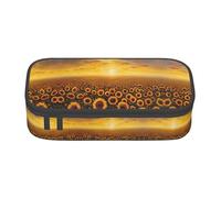 XTYGETY Estuche de tela Oxford, diseño de girasol, atardecer, mar de flores, estuche para lápices, rotulador, oficina, universidad, almacenamiento de bolígrafos