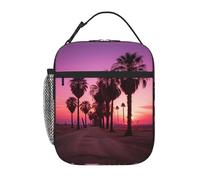 XTYGETY Fiambrera aislada con estampado de palmeras y nubes coloridas para mujeres y hombres, bolsas de almuerzo reutilizables para oficina, trabajo, viajes, lonchera