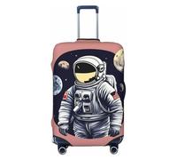 XTYGETY Funda protectora de equipaje con diseño de astronauta en la luna 1 para maletas de 18 a 32 pulgadas, esenciales de viaje, Black, L