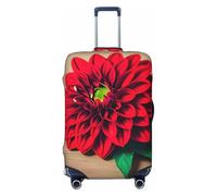 XTYGETY Funda protectora de equipaje con diseño de flores rojas y dalia de madera retro para maletas de 45,7 a 81,3 cm, Black, M