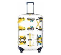 XTYGETY Funda protectora de equipaje con estampado de camión de maquinaria pesada de dibujos animados, se adapta a maletas de 18 a 32 pulgadas, artículos esenciales de viaje, Black, L