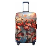 XTYGETY Funda protectora de equipaje con estampado de flamencos para maletas de 18 a 32 pulgadas, artículos esenciales de viaje, Black, XL