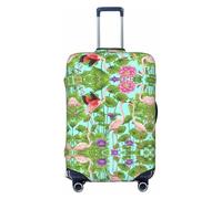 XTYGETY Funda protectora de equipaje con estampado de flores de flamenco, para maletas de 18 a 32 pulgadas, artículos esenciales de viaje, Black, M